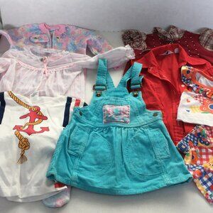 Vintage toddler little girls clothing lot dress shorts blouse sleepwear